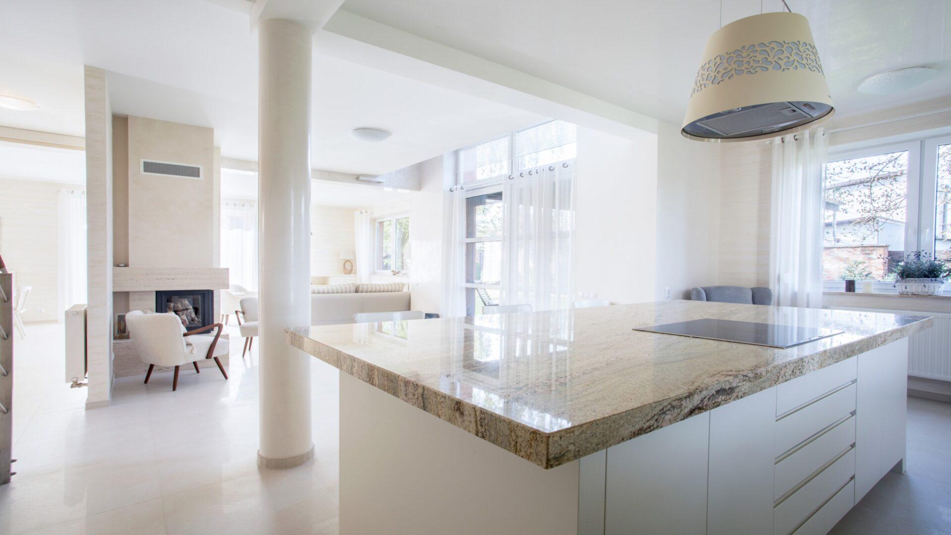 Interior of luxury house with marble elements